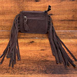 Haute qualité Vintage Style personnalisé botte point daim cuir frange fermeture éclair porte-monnaie pour les femmes en cuir véritable pochette d'argent - Product Image 5