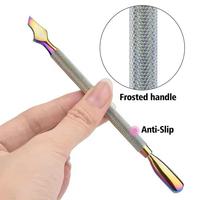 Pousse-cuticules double tête en acier inoxydable réutilisable de haute qualité, personnalisable avec votre marque, pour le nettoyage des ongles – Kit d'outils de manucure