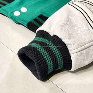 New Fashion Customized Embroidery 100% Wool Body And <b>Leather</b> Sleeves Vintage Casual <b>Jacket</b> For <b>Men</b> - Product Image 6