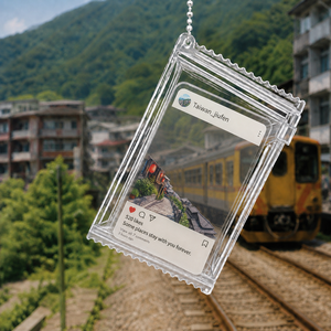 Porte-clés photo personnalisé en acrylique JIUFEN Old Street, fait main, imprimé UV, souvenir de voyage, breloque de sac avec motif paysager - Product Image 1