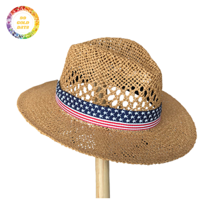 Sombrero de paja tejido unisex para verano, playa, viajes, ligero, transpirable, protección solar - Product Image 1