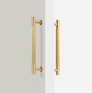 Poignée de porte élégante en laiton, design martelé, finition non laquée, quincaillerie pour salle de bain, chambre, commode, armoire, bureau à domicile - Product Image 4