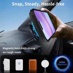 Étui de charge magnétique sans fil pour voiture 45 °   Coque de téléphone antichoc en PC+TPU mat avec béquille réglable pour iPhone 16/17 - Product Image 5