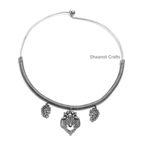 Nouveauté Banjaran Style argent oxydé collier ras du cou collier fait à la main gravé bijoux à motifs pour les mariages et les fêtes - Product Image 3