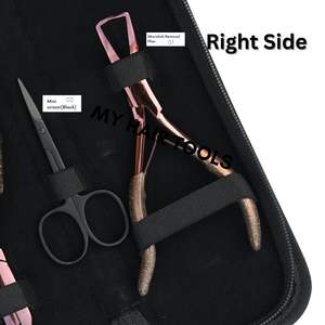 Kit de pinces pour extensions de cheveux en or rose avec pince de pose de micro-perles, outil de retrait à double ressort et petits ciseaux de coupe - Product Image 3
