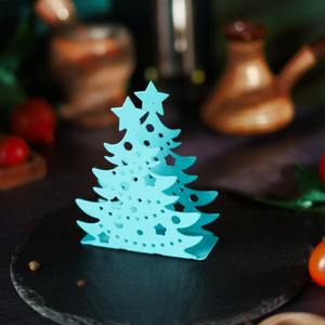 Servilletero con Forma de Árbol de Navidad Azul, Perfecto para Decoración de Mesa Navideña, Mesa de Comedor, Decoración Festiva de Invierno - Product Image 4