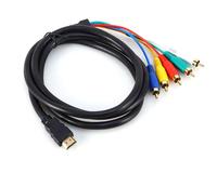   Câble RCA 5 en 1 1080P YPbPr Adaptateur Audio Vidéo Stéréo en Cuivre Plaqué Or pour Lecteur Multimédia HDTV TV 150CM