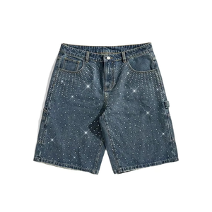 Short en jean élégant de qualité supérieure pour hommes, design personnalisé, 100% coton, respirant, short en jean avec strass pour hommes - Product Image 1