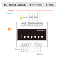Module de contrôle intelligent Tuya WiFi 6 canaux pour chambre d'hôtel, relais DIN 16A, contact sec, boîtier de commutation RS485 PST-PN6-IA