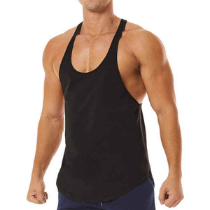 <b>Men</b> <b>Black</b> Solid Color Tank Top O-Neck Knitted Breathable Casual Fit Workout Wear - Product Image 1