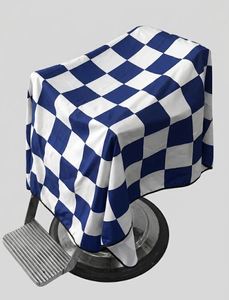 Robe de barbier imperméable en polyester à carreaux bleus et blancs avec détection d'aiguilles et fusion sans couture unisexe - Product Image 2