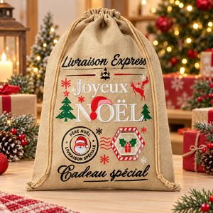 Natural <b>Jute</b> Christmas <b>Gift</b> Pouch 40x50 cm Drawstring <b>Bag</b> Un-laminated Festive <b>Gift</b> Sacks Custom Logo Screen Print Wholesale Bul - Product Image 5