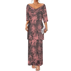 Conjunto de Top y Falda Elegante de Diseño Polinesio de Alta Gama para Fiesta, Puletasi Hawaiano Tonga con Estampado Otoñal, Ropa Sexy para Mujer - Product Image 2