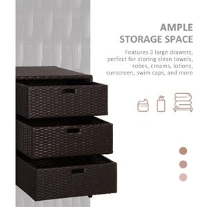 Mobiletto da Esterno in Rattan da 32 Pollici per Bordo Piscina con 3 Grandi Cassetti Resistenti alle Intemperie - Product Image 4