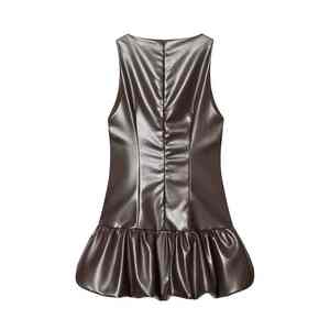 Vestido Mini sin Mangas Elegante de Verano con Volantes en el Pecho, Diseño Hueco, Ajuste Holgado, Sexy, con Cinturón, para Noche, Bar, Fiesta, Club - Product Image 2