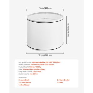 Lot de 2 abat-jour moyens 11 haut x 13 bas x 10 haut avec raccord araignée, de remplacement pour lampe - Product Image 4