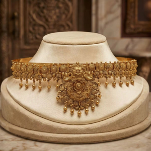 เข็มขัดคาดเอวแบบโบราณชุบทองประดับทับทิม ดีไซน์เทพีคุรุปัญญา สำหรับเจ้าสาว - Product Image 1