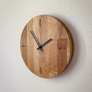 Hand Crafted Wooden Wall <b>Clock</b> <b>Silent</b> Quartz Round Needle Face Modern Home Office Decor - Product Image 4