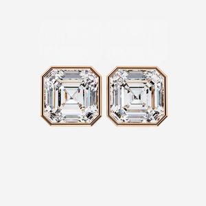 Pendientes de Diamante Cultivado en Laboratorio con Corte Asscher de 1 Quilate, Oro Rosa de 14K, Engaste de Bisel Cuadrado, Joyería Nupcial Minimalista IGI - Product Image 6