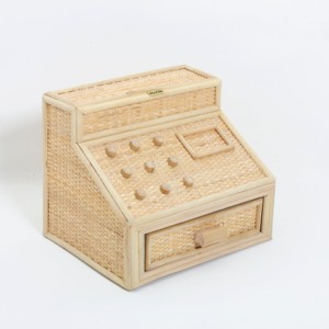 Caisse enregistreuse miniature en rotin, jouet ludique pour enfants, calculatrice artisanale pour jeu de rôle de caissier - Product Image 4