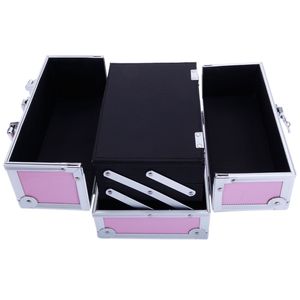 Valigetta in Alluminio Resistente con Manico, Organizzatore Cosmetico Impermeabile con Specchio 9"x6"x6"- per Truccatori e Conservazione Gioielli - Product Image 6