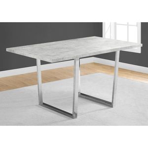 Tavolo da Pranzo Rettangolare Contemporaneo 60 Pollici per Cucina e Sala da Pranzo, Laminato Grigio con Metallo Cromato, Stile Moderno - Product Image 2