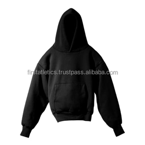 Sweat à capuche unisexe léger en molleton biologique, style hip-hop personnalisé, couleurs unies, coupe ample, design épais et uni, respirant, hiver - Product Image 4
