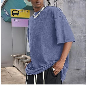 Servicio OEM Personalizado: Camisetas para Hombre con Lavado Ácido, Hombro Caído, Cuello Redondo, de Peso Pesado, Lisas, Estilo Vintage y Lavado a la Piedra - Product Image 3