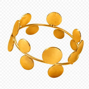 Brazalete de Latón Chapado en Oro, Estilo Vintage, Unisex, Brazalete Abierto con Disco Ovalado, Certificado, para Bodas, a la Moda - Product Image 1