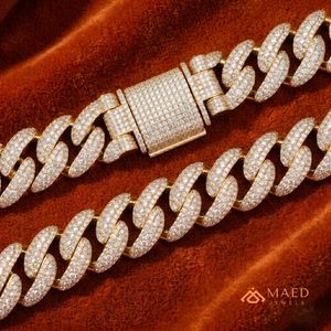 Collier chaîne maille cubaine en moissanite plaqué or 18 carats, bijoux de mode pour hommes et femmes, style pendentif maille glacée New York, style urbain - Product Image 4