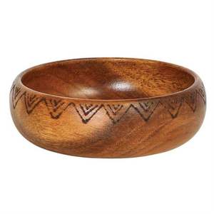 High Quality Floral Design Acacia Wooden Serving Bowl For Salad Fruits & Soup <b>Dinnerware</b> Polished Serving Bowl For Kitchenware - Product Image 2