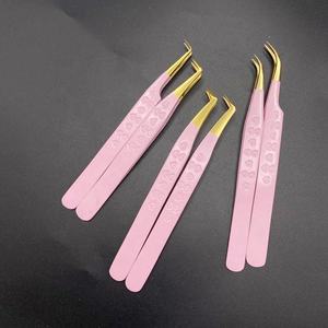 Pinzas para Pestañas DANTRIC IMPLANTS Mr-47 de Acero Inoxidable Rosa con Puntas Doradas, Precisión Suave, Forma de Diamante, 10 mm, Herramientas Duraderas para Cejas - Product Image 2