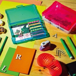 Contenitore Trasparente per Foto 4\" X 6\", Scatola di Stoccaggio in Plastica con Manico, 16 Scomparti Interni, Opzioni Multi-Colore - Product Image 3