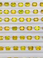 Saphir Jaune de Madagascar Taille Émeraude 7x5mm 100 carats Traité Thermiquement Pierre Précieuse Naturelle en Vrac pour la Fabrication de Bijoux Certifié IGI