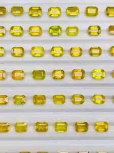 Saphir Jaune de Madagascar Taille Émeraude 7x5mm 100 carats Traité Thermiquement Pierre Précieuse Naturelle en Vrac pour la Fabrication de Bijoux Certifié IGI - Product Image 2