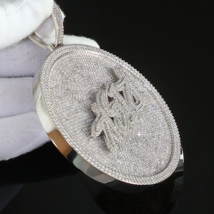 จี้เพชรโมอิสซาไนต์ทรงกลมแบบกำหนดเองได้ เงินแท้ 925 ประดับเพชรเต็มวง สร้อยคอเหรียญวงกลม ผ่านการทดสอบเพชร - Product Image 3