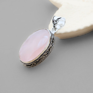 Handcrafted Rose Quartz Gemstone Pendant – Silver Filled Setting - Product Image 5