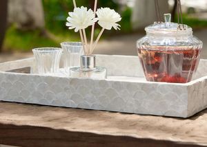 Premium White Resin Art Deco <b>Plant</b> Pattern Multi-Functional Wedding Display <b>Tray</b> - Product Image 4