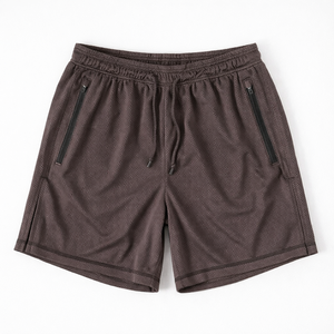 Pantalones Cortos Deportivos de Poliéster Texturizado para Hombre con Logotipo MOE, Bolsillos con Cremallera, Cordón Elástico, Fabricante OEM al por Mayor - Product Image 3