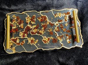 Customized Resin Tea Serving <b>Tray</b> With Unique Artistic Design For Hotel Restaurant And Luxury Home Décor - Product Image 1