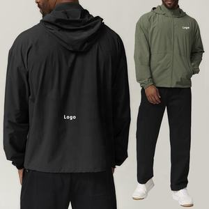 OEM <b>Men</b>’s Custom Hooded Windbreaker <b>Jacket</b> Full-Zip Waterproof Sportswear Lightweight Outdoor <b>Jacket</b> for <b>Running</b> & Hiking - Product Image 1