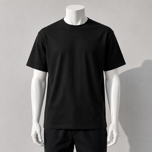 Camiseta Unisex Negra de Cuello Redondo y Manga Corta, 100% Algodón, Holgada, de Color Sólido, Informal, Transpirable, de Secado Rápido, para Todas las Temporadas - Product Image 5