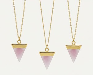 Collier pendentif en quartz rose, doré, élégant, avec pierre précieuse en cristal, bijou fantaisie, cadeau pour femme - Product Image 4