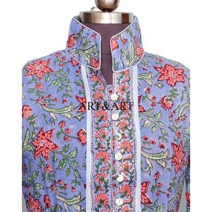 Robe midi décontractée pour femme, imprimée à la main, écologique, respirante, silhouette évasée, en coton - Product Image 2