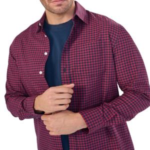 Camisa Casual de Negocios para Hombre, 100% Algodón Transpirable, Teñida con Hilo, Corte Regular, Manga Larga, Botones, Cuadros, Cuello Casual, con Bolsillo - Product Image 3