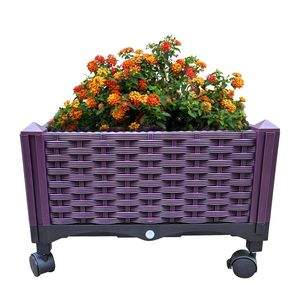 Fioriera rialzata mobile in plastica con ruote per piante da interno ed esterno - Product Image 1