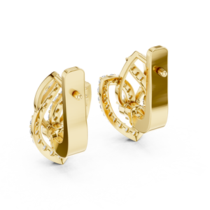 14K 18K Solid Gold Round Cut Lab Grown Diamond <b>Leaf</b> Shaped Earrings 0.55 CTW DEF VVS Russian Lock Earrings Fine <b>Jewelry</b> Earrings - Product Image 5