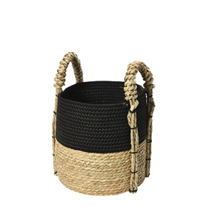 Elegante cesta de algas marinas de dos tonos con Asas trenzadas resistentes, perfecta para el almacenamiento de lavandería y el uso del organizador de decoración del hogar - Product Image 2