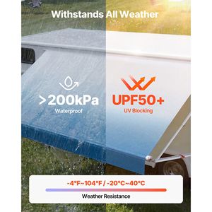 Kit Tenda da Sole Retrattile per Camper 17.12Ft, Telaio in Alluminio, Tessuto PVC Impermeabile per Campeggio all'Aperto - Product Image 6