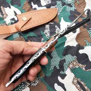 Cuchillo de Caza Hecho a Mano de Acero Inoxidable con Mango de Lámina y Funda de Cuero Fino, Cuchillo de Supervivencia - Product Image 3